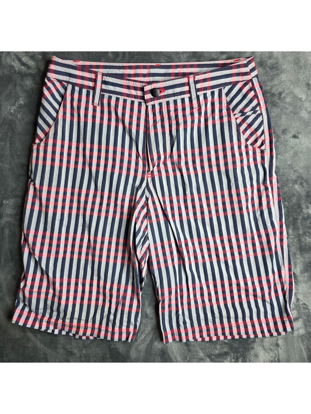 Lululemon Shorts Mens 32 Kahuna Bermuda Chino Plaid 5 Pockets Slim Fit Golf Blue